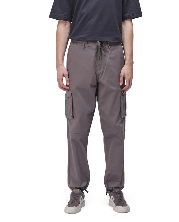 Rare Rabbit Men's Maks Dark Grey Drawstring Closure Mid-Rise Relaxed Fit Solid Trouser