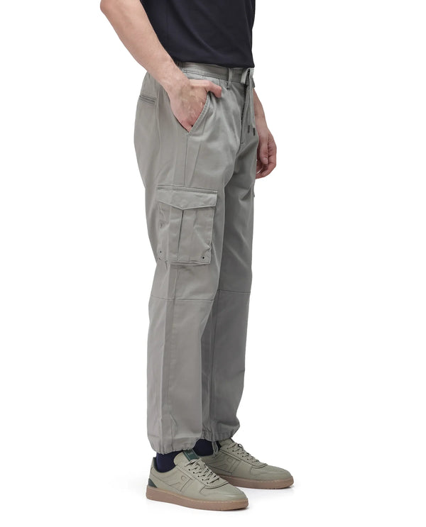 Rare Rabbit Men's Maks Dusky Olive Drawstring Closure Mid-Rise Relaxed Fit Solid Trouser