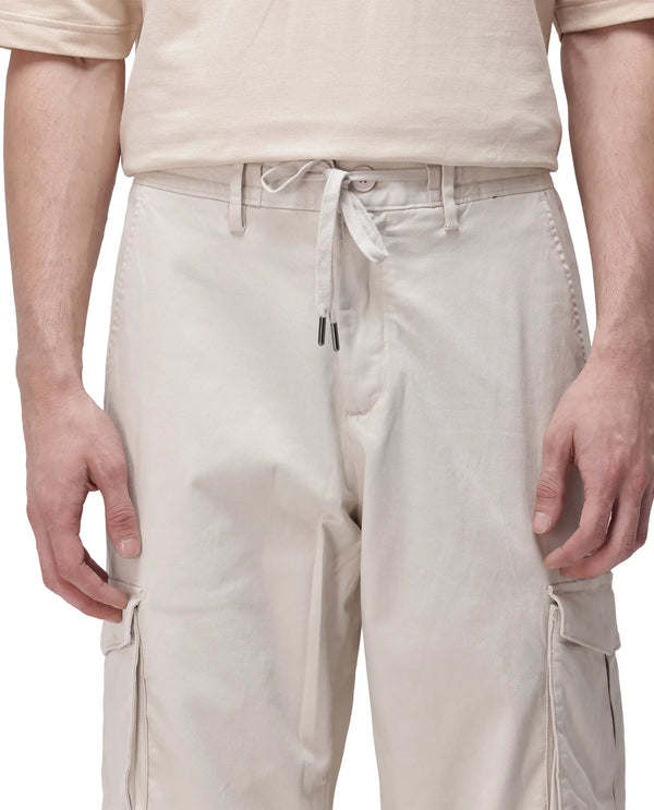 Rare Rabbit Men's Maks Off White Drawstring Closure Mid-Rise Relaxed Fit Solid Trouser