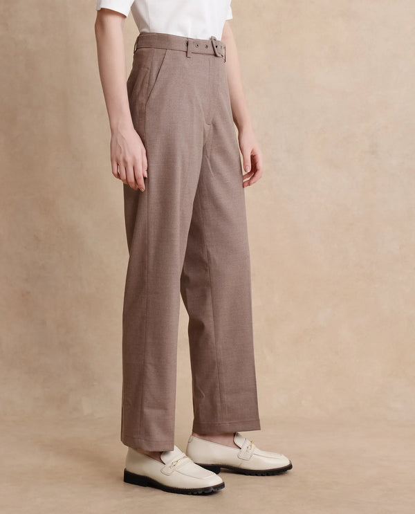 Rareism Women Mals Beige Mid Rise Tapered Fit Trouser