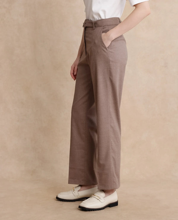 Rareism Women Mals Beige Mid Rise Tapered Fit Trouser