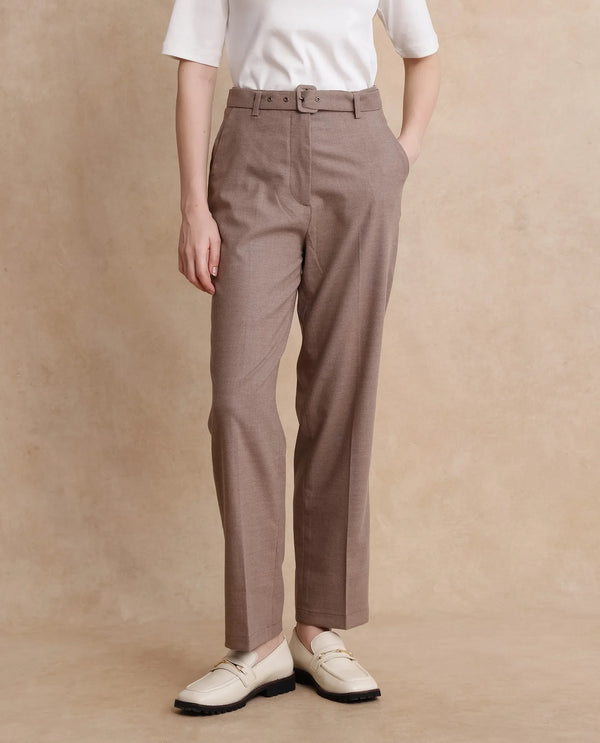 Rareism Women Mals Beige Mid Rise Tapered Fit Trouser