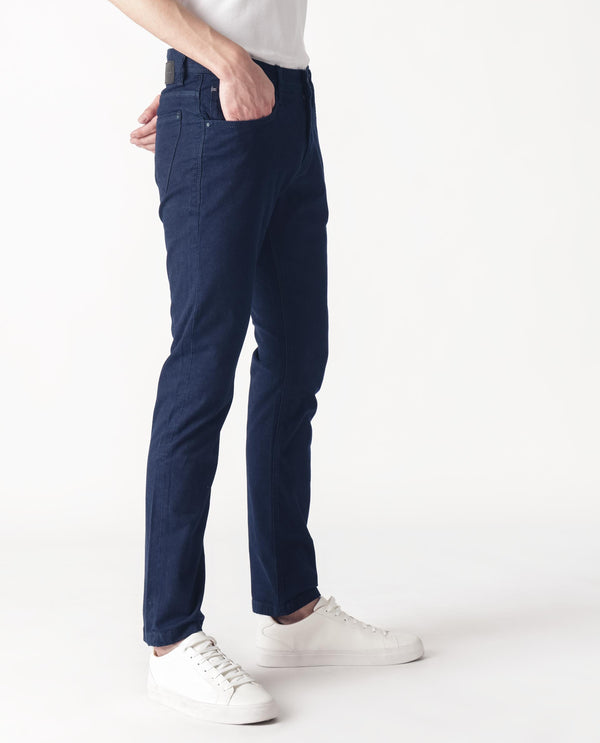 Rare Rabbit Men's Mambos Dark Navy Dark Wash Mid-Rise Slim Fit Jeans