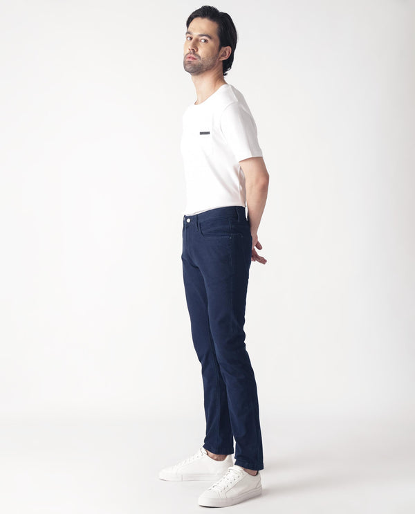 Rare Rabbit Men's Mambos Dark Navy Dark Wash Mid-Rise Slim Fit Jeans