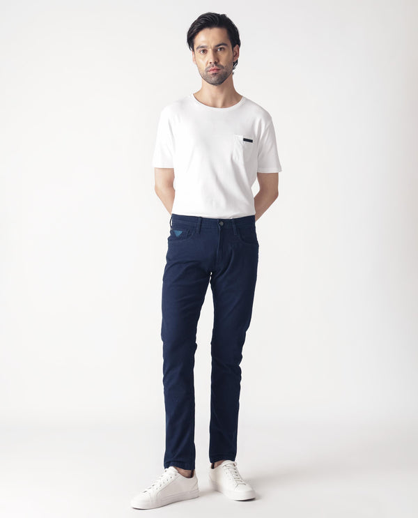 Rare Rabbit Men's Mambos Dark Navy Dark Wash Mid-Rise Slim Fit Jeans