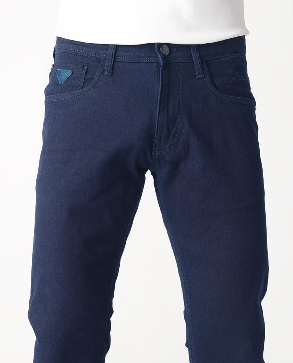 Rare Rabbit Men's Mambos Dark Navy Dark Wash Mid-Rise Slim Fit Jeans