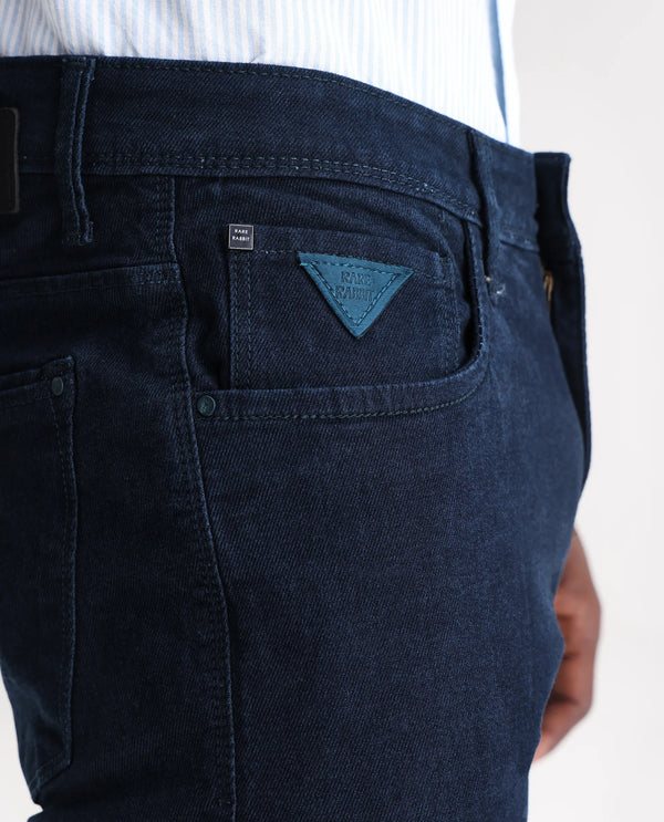 Rare Rabbit Men's Mambos Dark Navy Dark Wash Mid-Rise Slim Fit Jeans