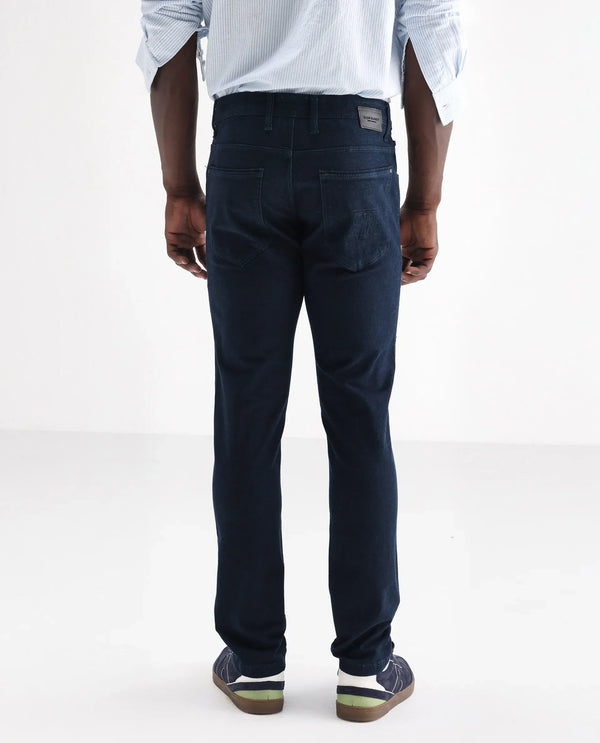 Rare Rabbit Men's Mambos Dark Navy Dark Wash Mid-Rise Slim Fit Jeans