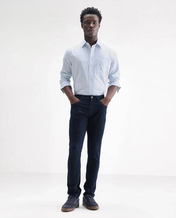 Rare Rabbit Men's Mambos Dark Navy Dark Wash Mid-Rise Slim Fit Jeans