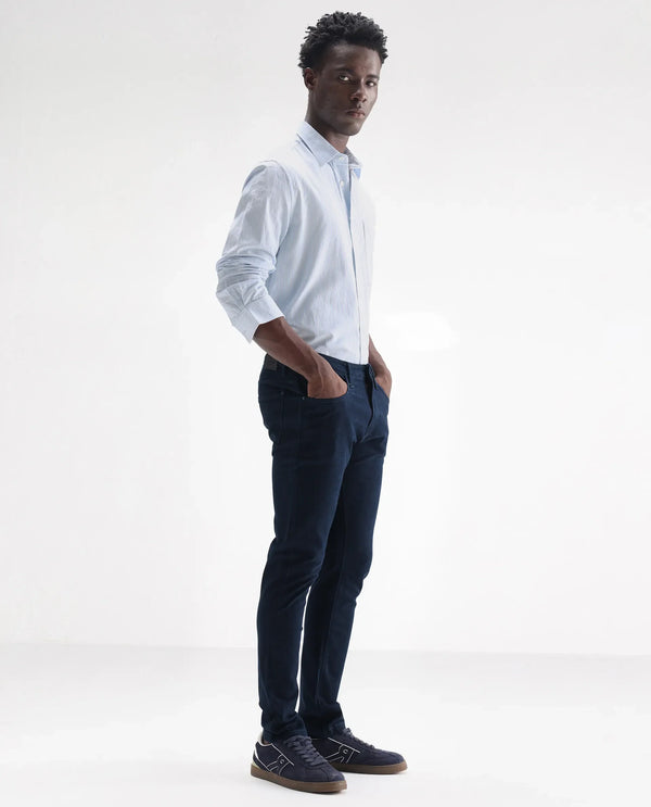 Rare Rabbit Men's Mambos Dark Navy Dark Wash Mid-Rise Slim Fit Jeans