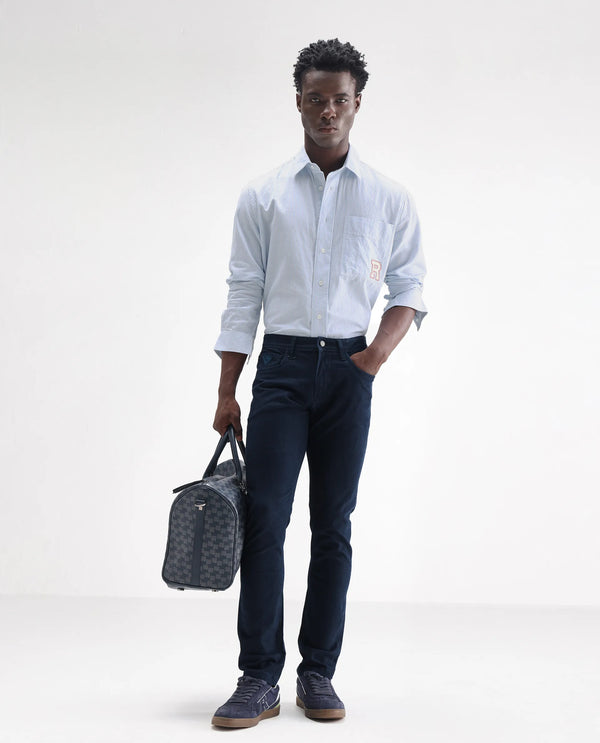 Rare Rabbit Men's Mambos Dark Navy Dark Wash Mid-Rise Slim Fit Jeans