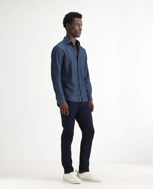 Rare Rabbit Mens Manado Dark Navy Cotton Polyester Solid Slim Fit Jeans
