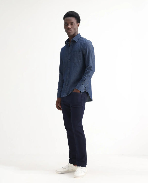 Rare Rabbit Mens Manado Dark Navy Cotton Polyester Solid Slim Fit Jeans