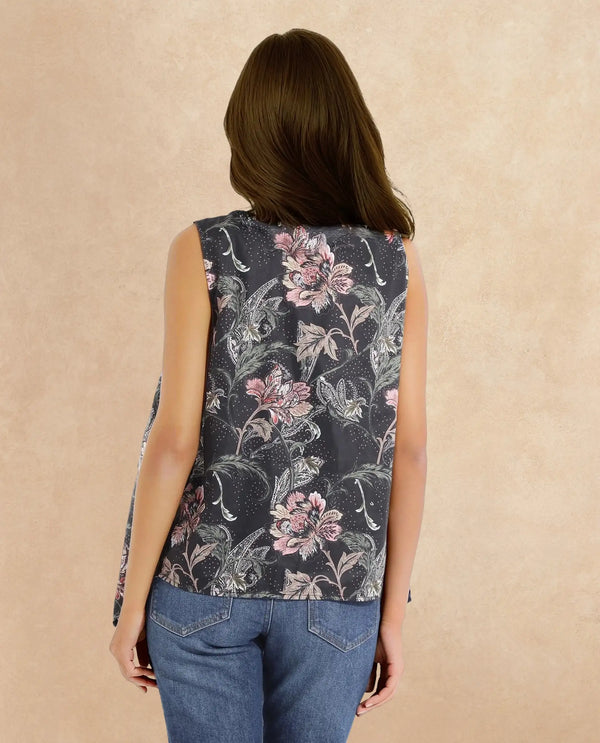 Rareism Women Manam Multi Sleeveless Relaxed Fit Tropical Print Shrug
