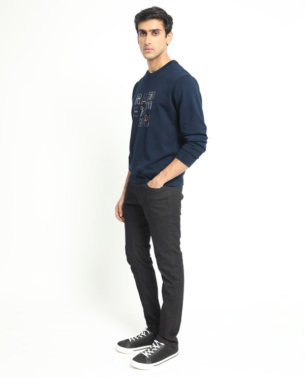 Rare Rabbit Men'S Manor Navy Sweatshirt Full Sleeves Solid