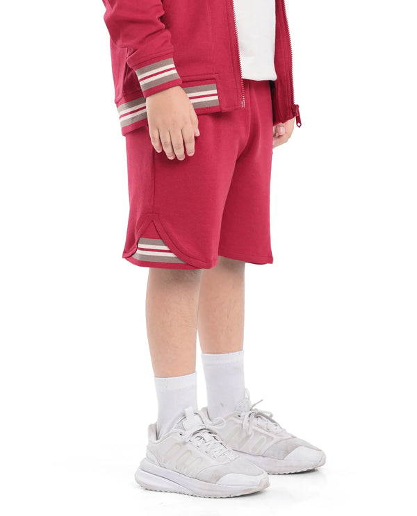 Rare Ones Kids Mantz Red Cotton Poly Drawstring Applique Short