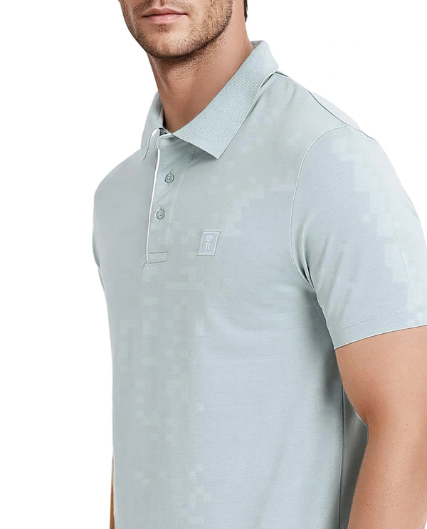 Rare Rabbit Men's Maq Light Turq Cotton Polyester Lycra Fabric Short Sleeve Contrasting Placket Piping Regular Fit Plain Polo T-Shirt