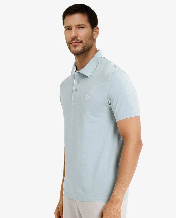 Rare Rabbit Men's Maq Light Turq Cotton Polyester Lycra Fabric Short Sleeve Contrasting Placket Piping Regular Fit Plain Polo T-Shirt