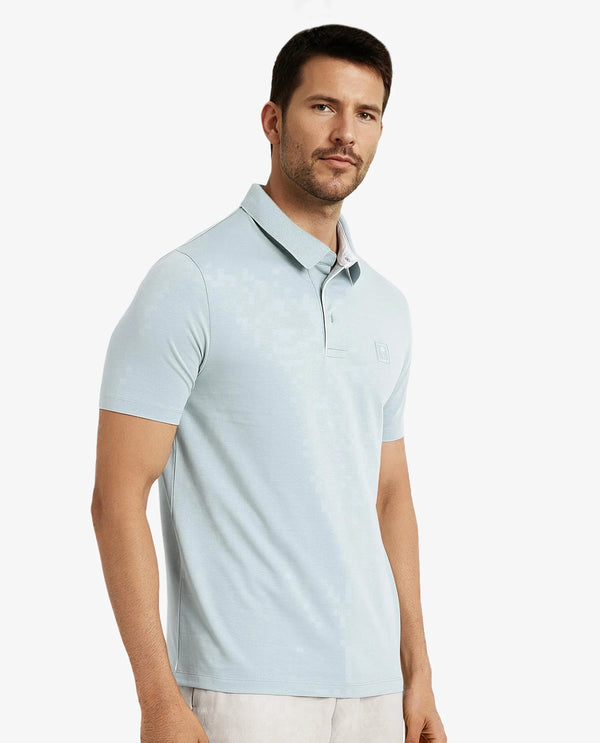 Rare Rabbit Men's Maq Light Turq Cotton Polyester Lycra Fabric Short Sleeve Contrasting Placket Piping Regular Fit Plain Polo T-Shirt