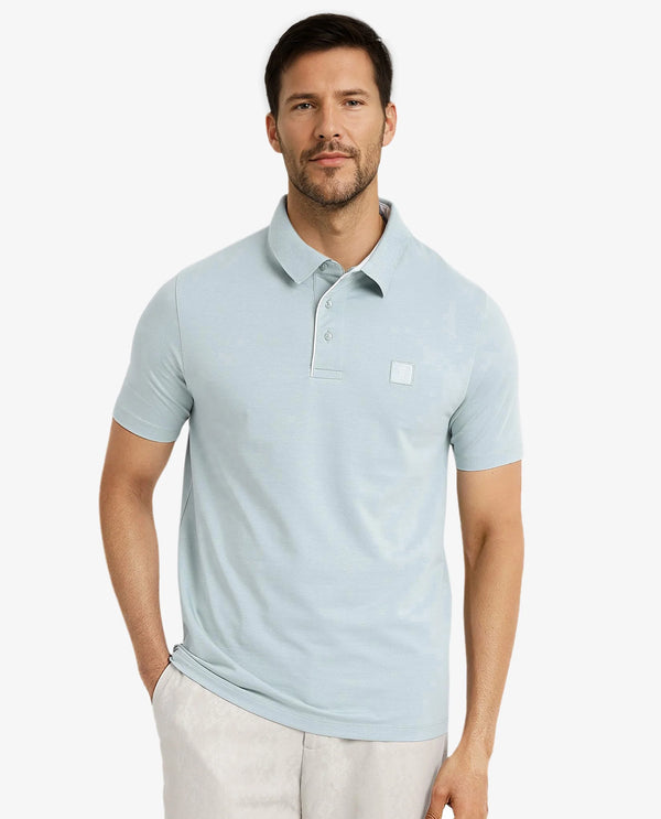 Rare Rabbit Men's Maq Light Turq Cotton Polyester Lycra Fabric Short Sleeve Contrasting Placket Piping Regular Fit Plain Polo T-Shirt