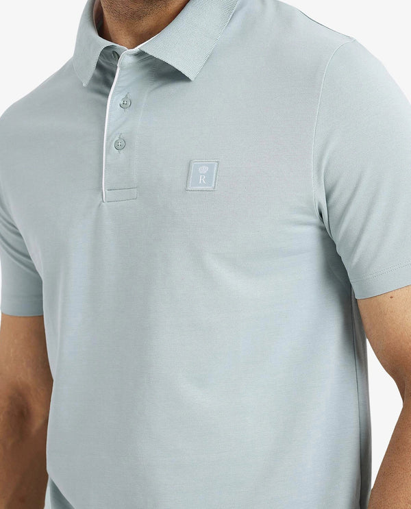 Rare Rabbit Men's Maq Light Turq Cotton Polyester Lycra Fabric Short Sleeve Contrasting Placket Piping Regular Fit Plain Polo T-Shirt