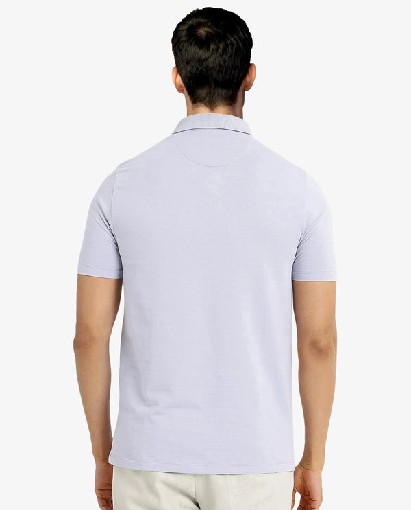 Rare Rabbit Men's Maq Pastel Purple Cotton Polyester Lycra Fabric Short Sleeve Contrasting Placket Piping Regular Fit Plain Polo T-Shirt
