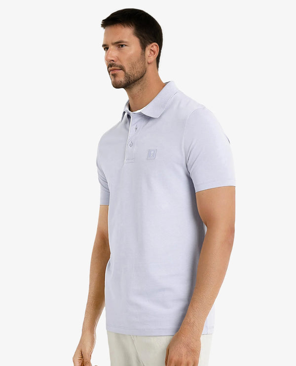 Rare Rabbit Men's Maq Pastel Purple Cotton Polyester Lycra Fabric Short Sleeve Contrasting Placket Piping Regular Fit Plain Polo T-Shirt