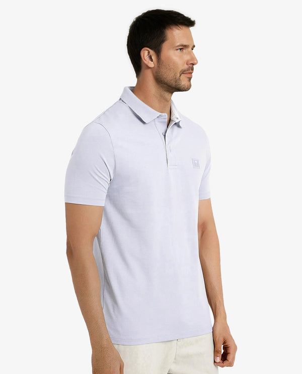 Rare Rabbit Men's Maq Pastel Purple Cotton Polyester Lycra Fabric Short Sleeve Contrasting Placket Piping Regular Fit Plain Polo T-Shirt