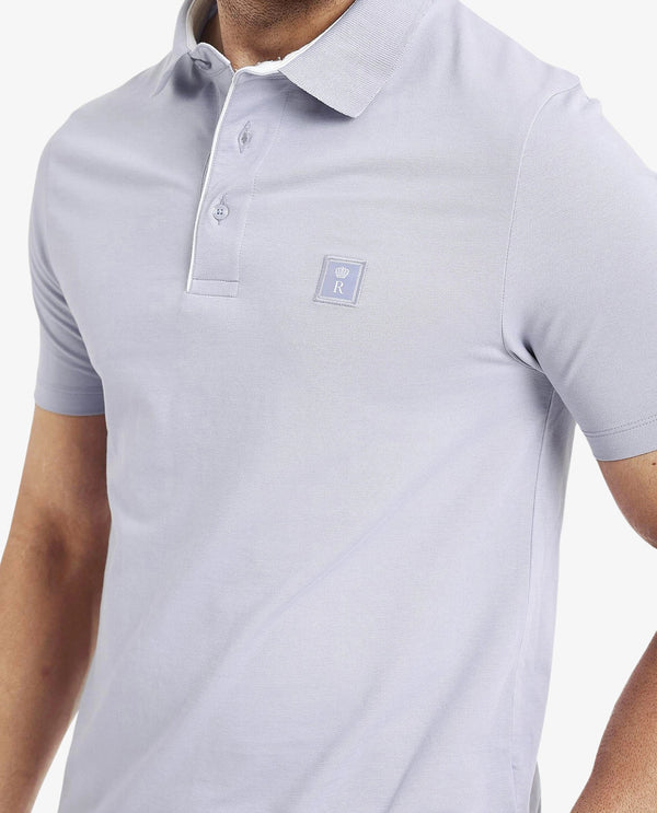 Rare Rabbit Men's Maq Pastel Purple Cotton Polyester Lycra Fabric Short Sleeve Contrasting Placket Piping Regular Fit Plain Polo T-Shirt