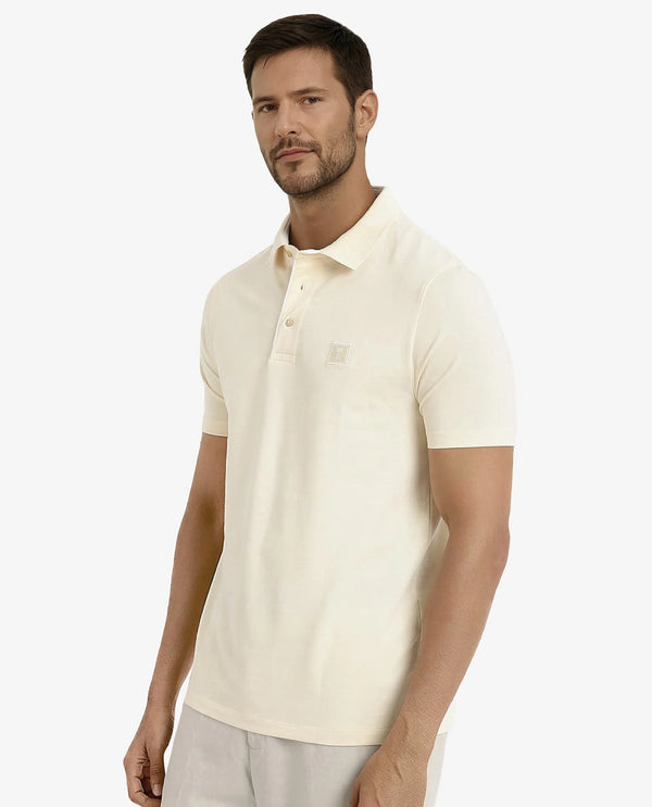 Rare Rabbit Men's Maq Pastel Yellow Cotton Polyester Lycra Fabric Short Sleeve Contrasting Placket Piping Regular Fit Plain Polo T-Shirt