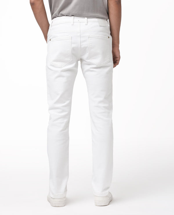 Rare Rabbit Men's Marowak Off-White Rinse Wash Mid-Rise Slim Fit Jeans
