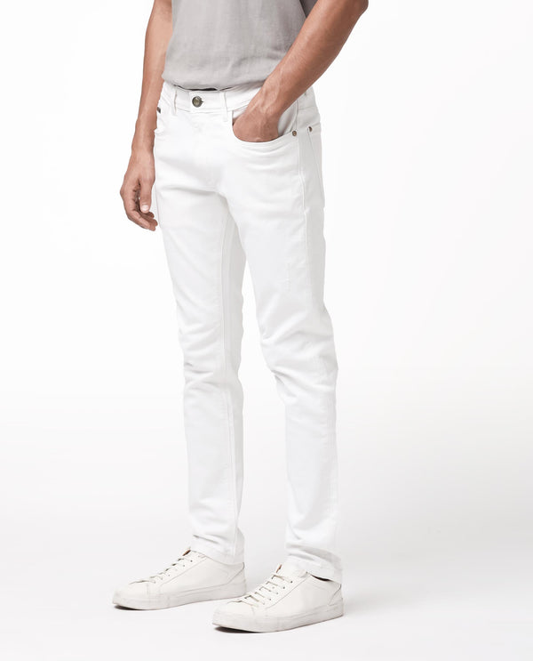Rare Rabbit Men's Marowak Off-White Rinse Wash Mid-Rise Slim Fit Jeans