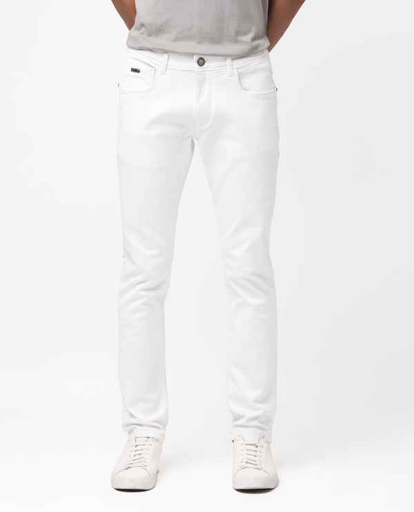 Rare Rabbit Men's Marowak Off-White Rinse Wash Mid-Rise Slim Fit Jeans