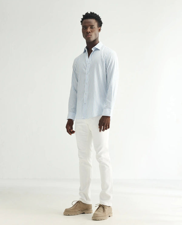 Rare Rabbit Men's Marowak Off-White Rinse Wash Mid-Rise Slim Fit Jeans