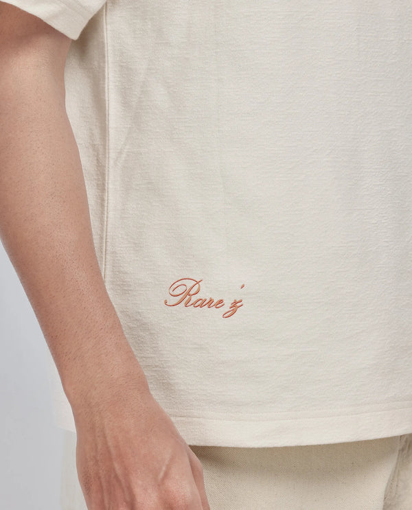 Rare Rabbit Men Marsa Off White Cotton Blend Short Sleeve Oversized Fit Graphic Print T-Shirt