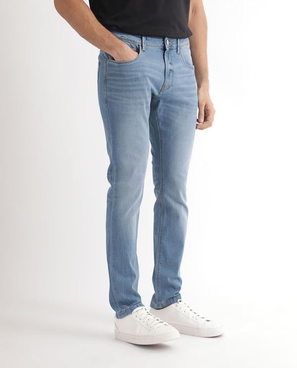 Rare Rabbit Men's Marset Light Blue Light Wash Mid-Rise Slim Fit Jeans