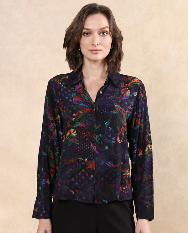 Rareism Women Mausi Multi Full Sleeve Collared Neck Button Closure Paisley Print Shirt