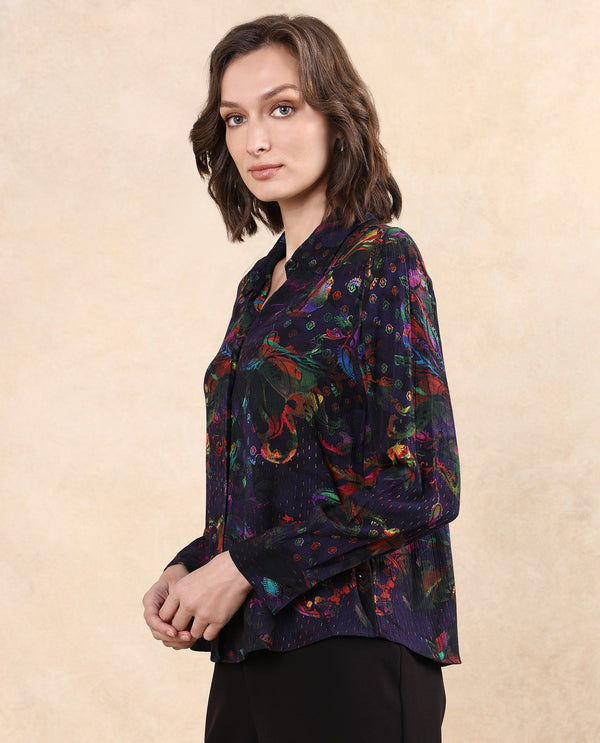 Rareism Women Mausi Multi Full Sleeve Collared Neck Button Closure Paisley Print Shirt