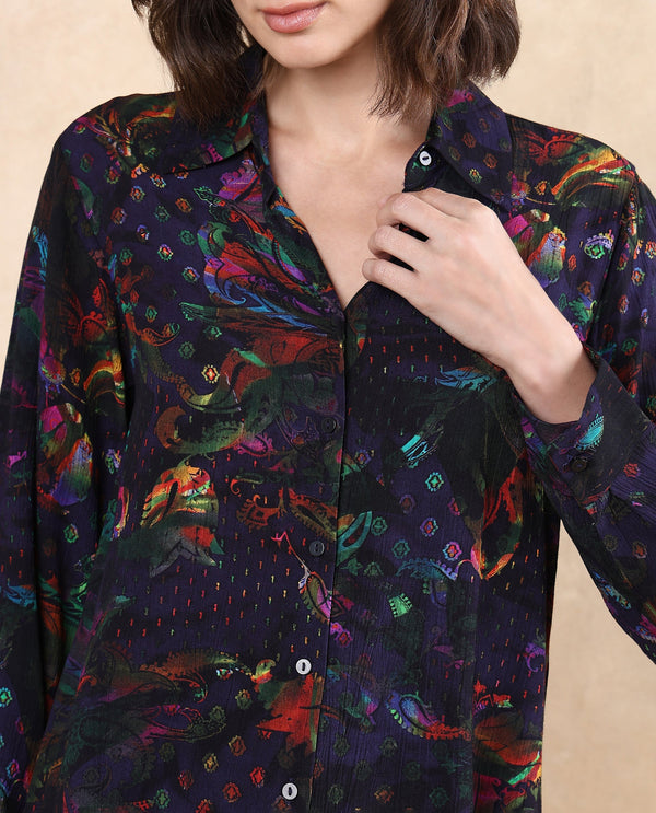 Rareism Women Mausi Multi Full Sleeve Collared Neck Button Closure Paisley Print Shirt