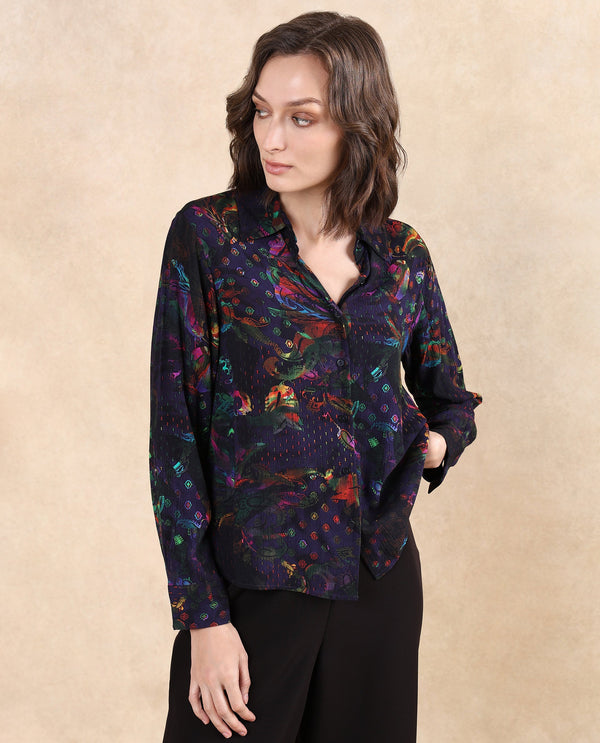 Rareism Women Mausi Multi Full Sleeve Collared Neck Button Closure Paisley Print Shirt