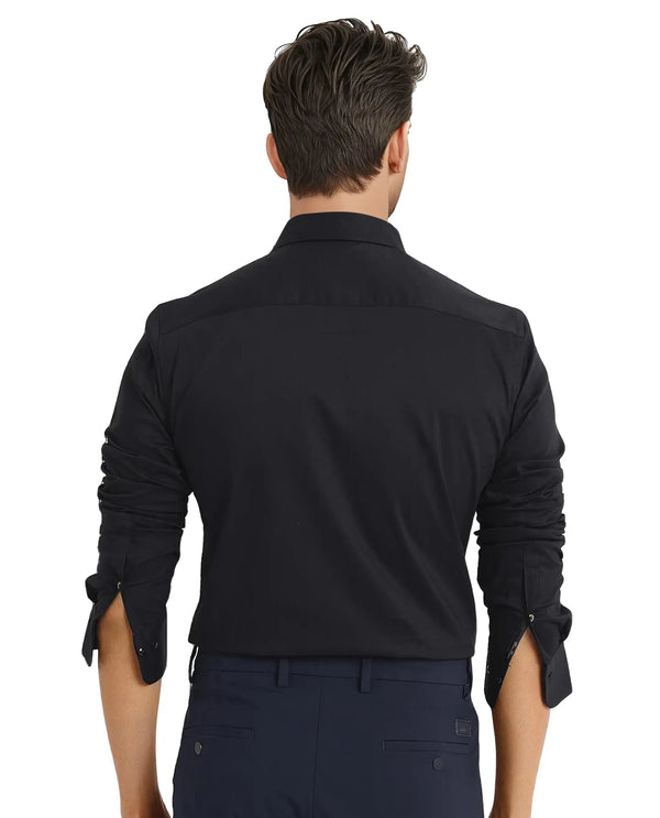 Rare Rabbit Men Mawz Black Cotton Polyester Fabric Full Sleeve Regular Fit Plain Twill Shirt