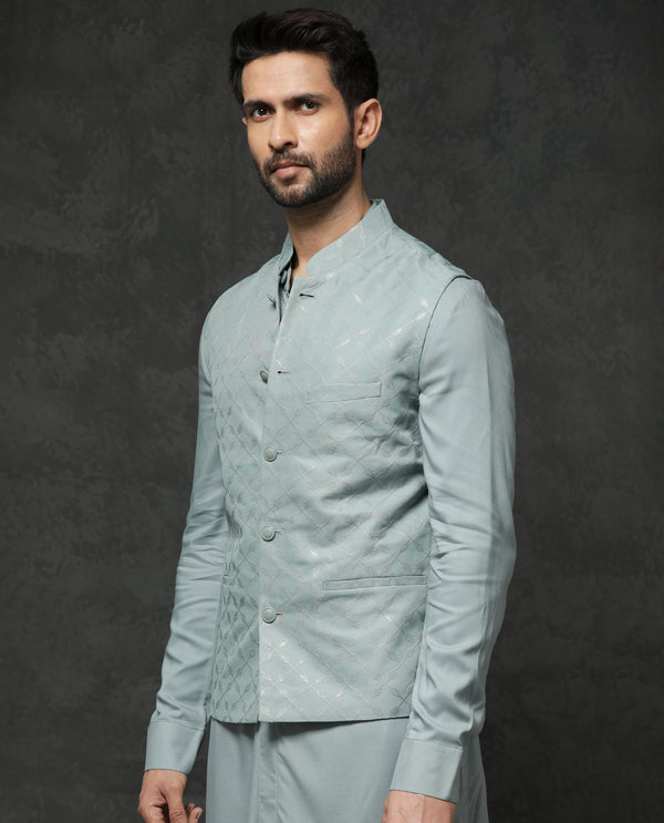 Rare Rabbit Men's Medo-Kpb Dusky Green Kurta-Suit