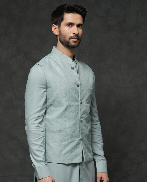 Rare Rabbit Men's Medo-Kpb Dusky Green Kurta-Suit