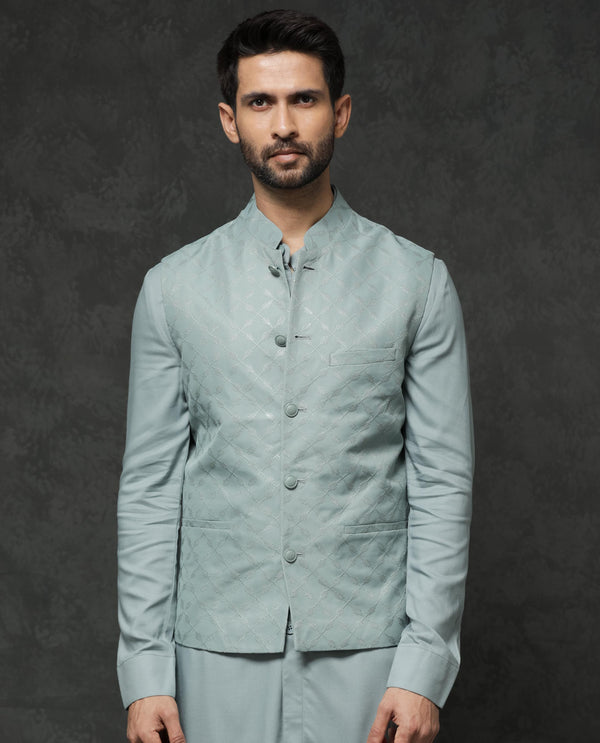Rare Rabbit Men's Medo-Kpb Dusky Green Kurta-Suit
