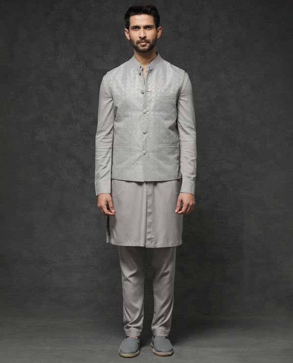 Rare Rabbit Men's Medo-Kpb Grey  Kurta-Suit