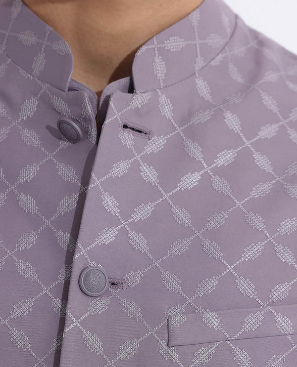 RARE RABBIT MENS MEDO-B PASTEL PURPLE BANDI SLEEVELESS MANDARIN COLLAR