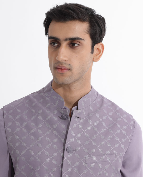 RARE RABBIT MENS MEDO-B PASTEL PURPLE BANDI SLEEVELESS MANDARIN COLLAR