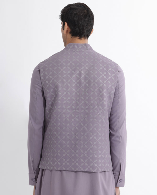 RARE RABBIT MENS MEDO-B PASTEL PURPLE BANDI SLEEVELESS MANDARIN COLLAR