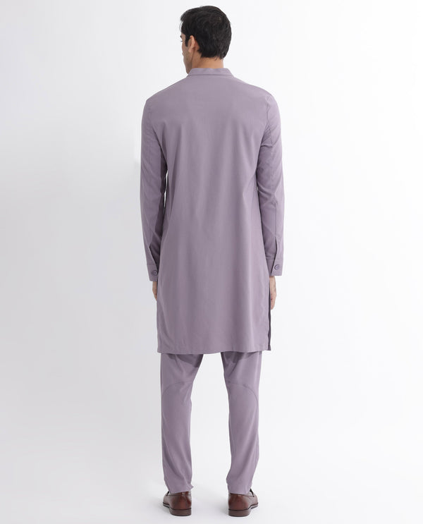 Rare Rabbit Mens Medo-K Pastel Purple Mandarin Collar Full Sleeves Kurta