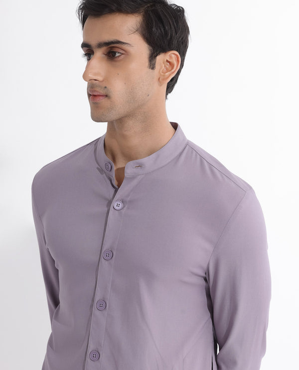 Rare Rabbit Mens Medo-K Pastel Purple Mandarin Collar Full Sleeves Kurta